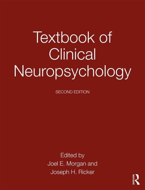 Textbook of Clinical Neuropsychology  Textbook of Clinical Neuropsychology