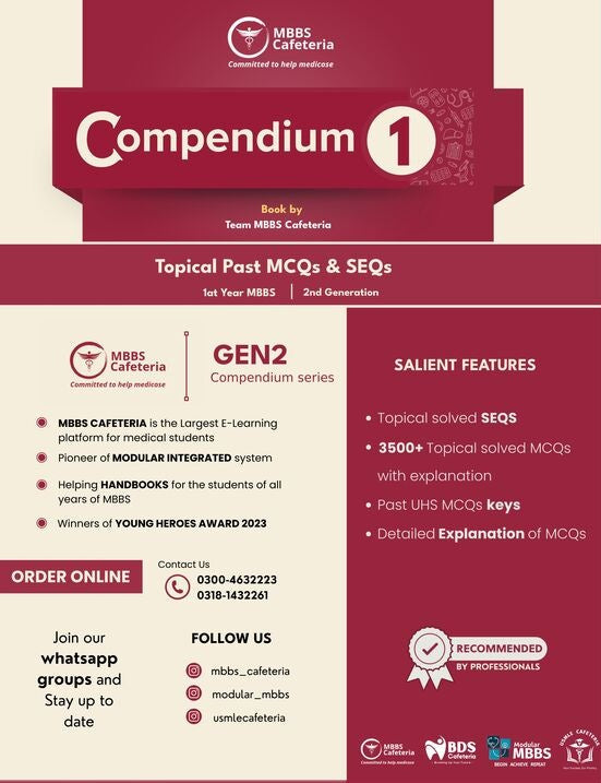 Compendium 1 Topical Past MCQs & SEQs 1st Year MBBS | 2nd Generation ...