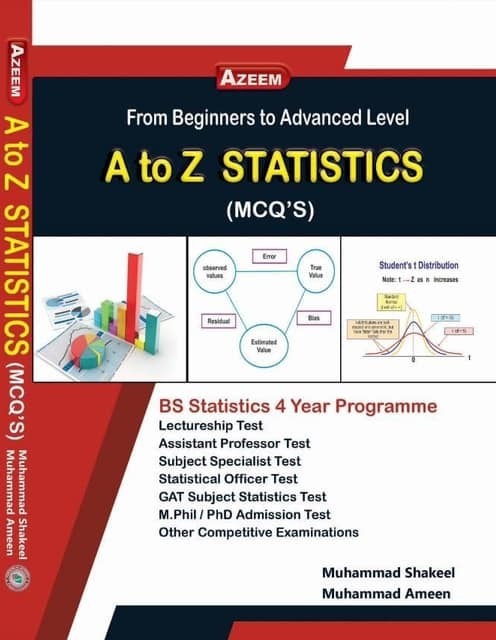 Azeem A To Z Statistics MCQs For Lecturership By Muhammad Shakeel Azeem A To Z Statistics MCQs For Lecturership By Muhammad Shakeel