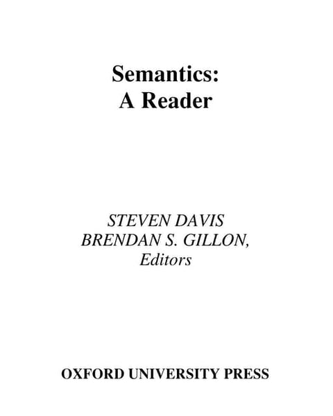 Semantics: A Reader by Steven Davis 