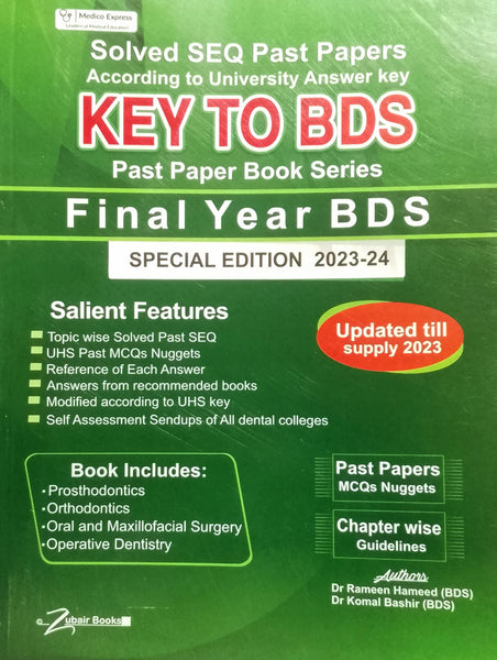 Key To BDS Final Year BDS Solved SEQ Past Papers