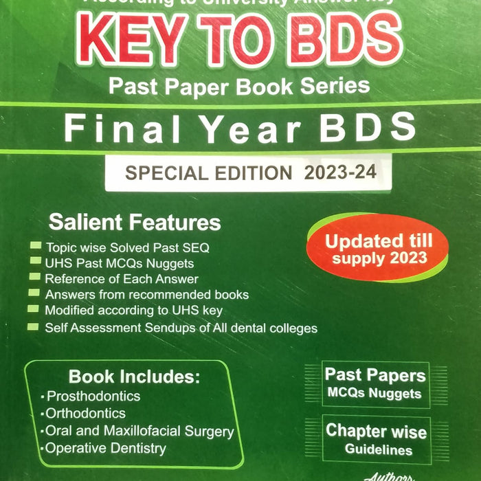 Key To BDS Final Year BDS Solved SEQ Past Papers