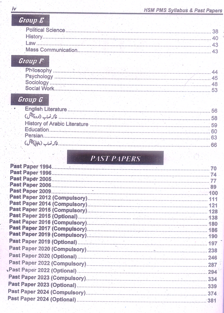 Pms Paper Pattern PMS Syllabus & Past Papers Compulsory & Optional Subject - HSM ...