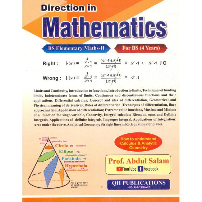 Direction In Mathematics For BS 4 year by Abdul Salam – BooksNbooks