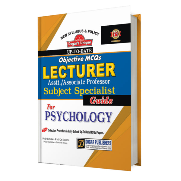 Lecturer Psychology MCQs Guide For Asst.Professor Subject Specialist By Dogar