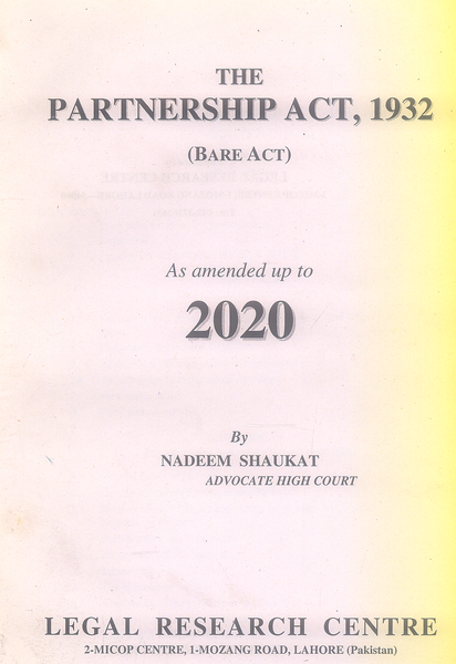 The Partnership Act 1932 Bare Act 
