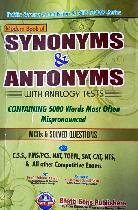 Modern Book Of Synonyms And Antonyms With Analogy Tests