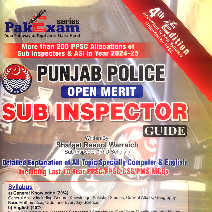 Sub Inspector Guide (Pak Exam Series) 4th Edition