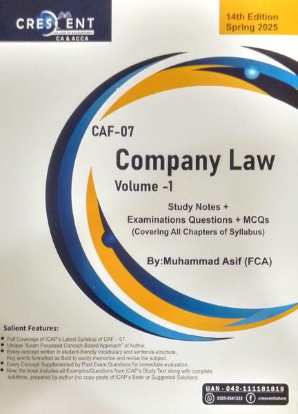 CAF - 07 Company Law Volume- I & II   By Muhammad Asif 