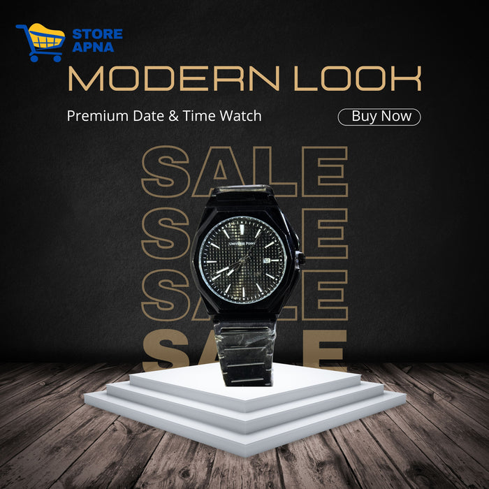 Universal Point Black Chain Watch