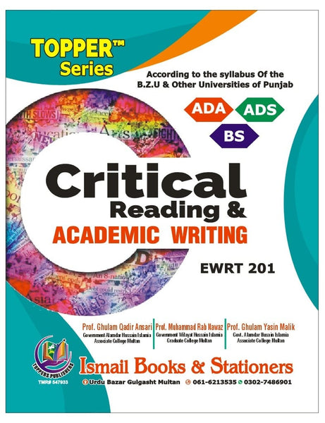 Critical Reading & Academic Writing (Topper Series) Ewrt 201 For ADA ADS BS By Muhammad Rabnawaz