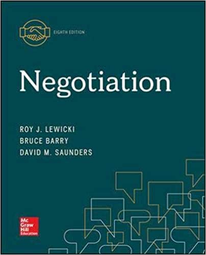 Negotiation 8th Edition By Roy Lewicki Bruce Barry David Saunders
