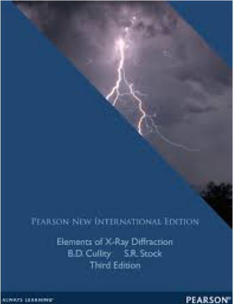 Elements Of X Ray Diffraction 3rd Edition By BD Cullity & SR Stock