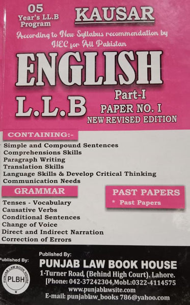 English Part-I Paper I (LLB 5 Years) By Syed M. Ali -Kausar 