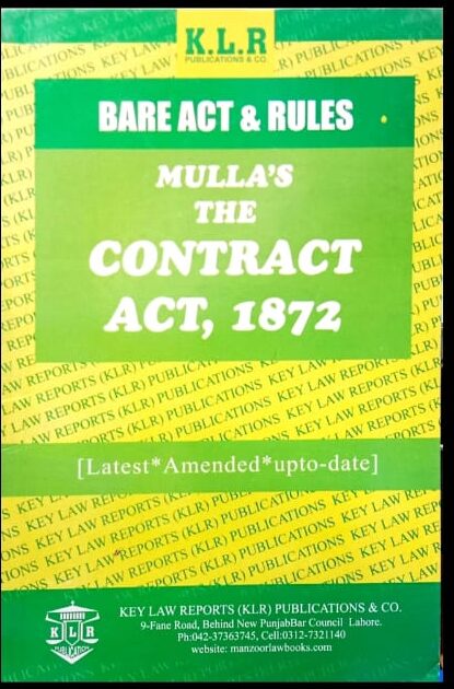 Mullas The Contract ACT 1872 Bare ACT Bare Act And Rules