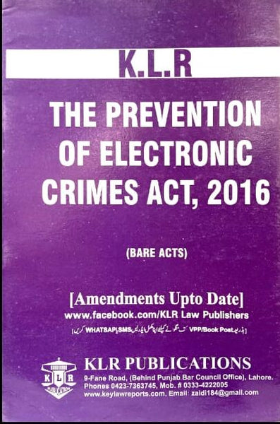 KLR The Prevention Of Electronic Crimes Act 2016 Bare Act
