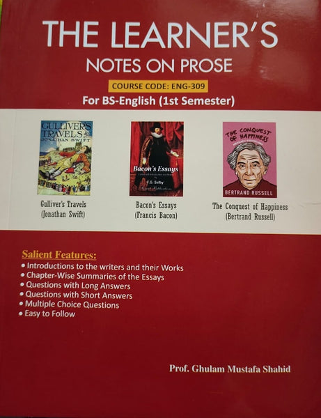 The Learner Notes On Prose  For Bs Eng1st Semester