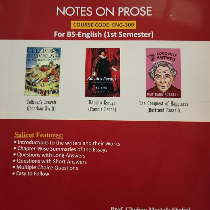 The Learner Notes On Prose  For Bs Eng1st Semester