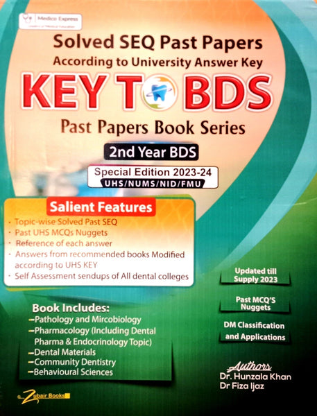 Key To BDS 2nd Year Past Papers Solved SEQ Past Papers By Hunzala Khan