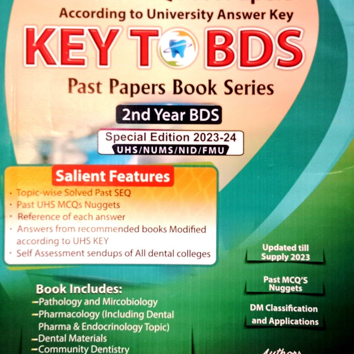 Key To BDS 2nd Year Past Papers Solved SEQ Past Papers By Hunzala Khan