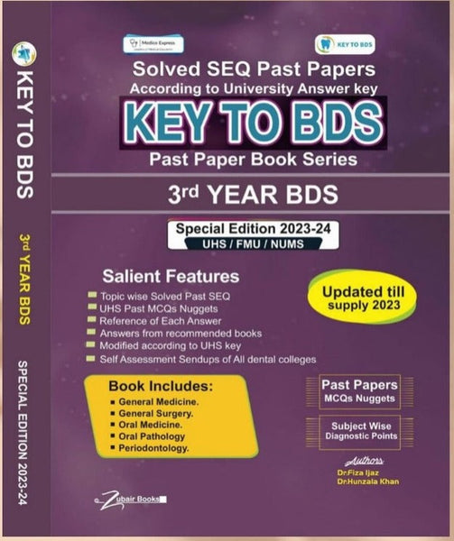 Key To BDS Solved SEQ Past Papers 3rd Year BDS For UHS FMU NUMS